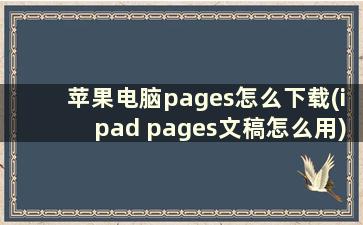苹果电脑pages怎么下载(ipad pages文稿怎么用)